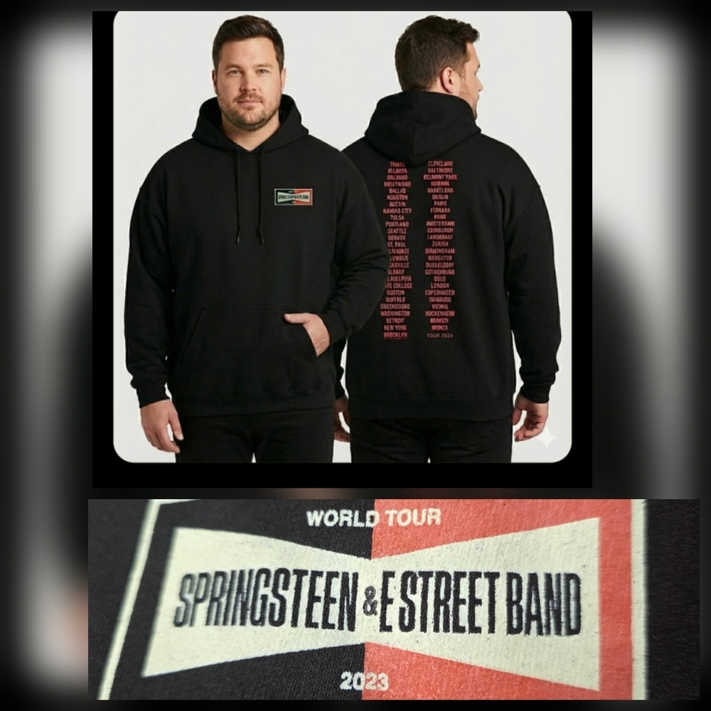 Bruce Springsteen & E Street Band 2023 Concert Tour Black Pullover Hoodie Sz 2X